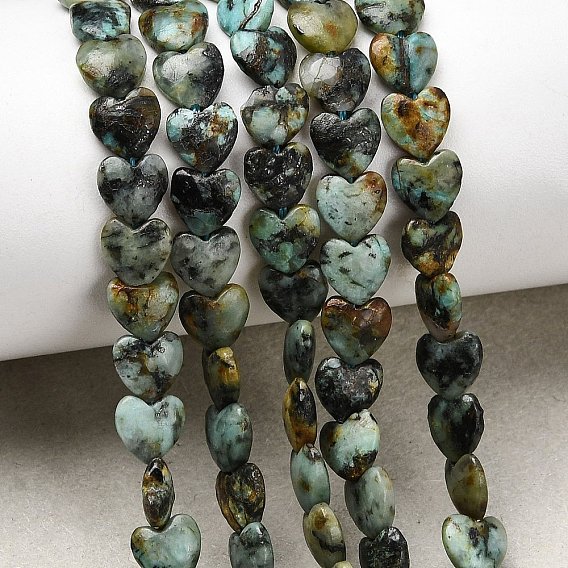 Бусы натуральная африканская бирюза (яшма), сердце