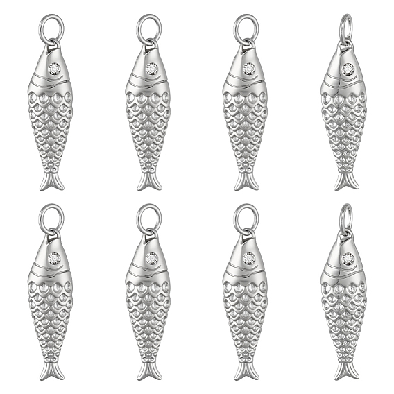 8 латунные подвески шт., с целью перехода в кольце, очарование рыбы