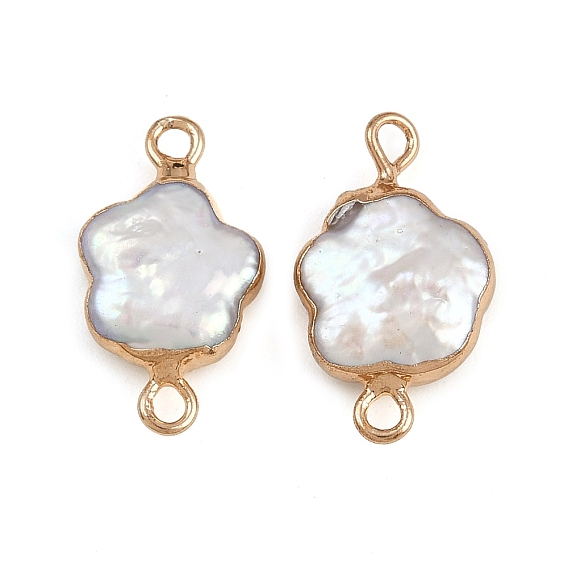 Подвески-цветы из натурального жемчуга Кеши, с латунной фурнитурой , белые