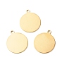 Ion Plating(IP) 201 Stainless Steel Pendants, Flat Round