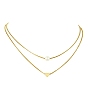 Brass Double Layer Necklace, Acrylic Beads & Heart Charm for Women