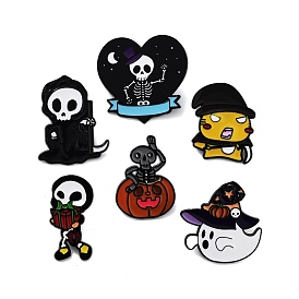 Halloween Theme Black Alloy Brooches, Enamel Pins
