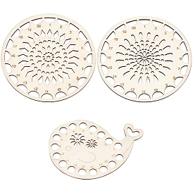Gorgecraft 3Pcs 3 Style Cotton Wood Thread Winding Plate, Mixed Shapes