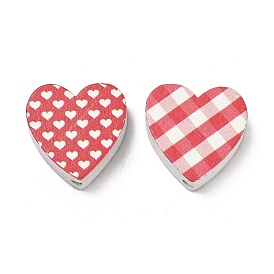 Деревянные бусины, окрашенные распылением и напечатанные, сердце