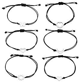 3сумки 3 стили браслетов из нержавеющей стали, Браслеты из вощеного шнура для женщин и мужчин, разнообразные