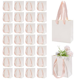 30шт. бумажные подарочные пакеты с розовой лентой, на свадьбу день рождения детский душ, переработанные пакеты, прямоугольные