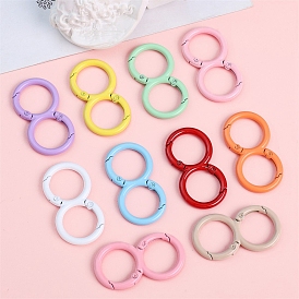 Spray Painted Alloy 8-shaped Keychain Clasps, Spring Buckle DIY Handmade Cartoon Keychain Key Ring Hooks