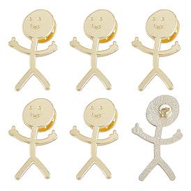 5 Pieces Gold Middle Finger Brooch Pins Set for Women Men Funny Doodle Cartoon Stickman Backpack Pins Creative Lapel Badges Pins Hip Hop Jewelry for Jackets Clothes Hats Decorations