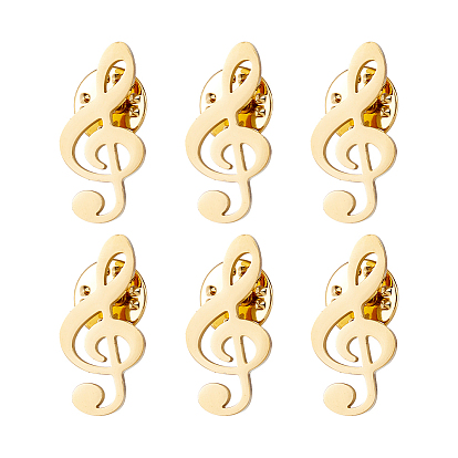 6Pcs Musical Note 304 Stainless Steel Lapel Pin Backs for Backpack Clothes