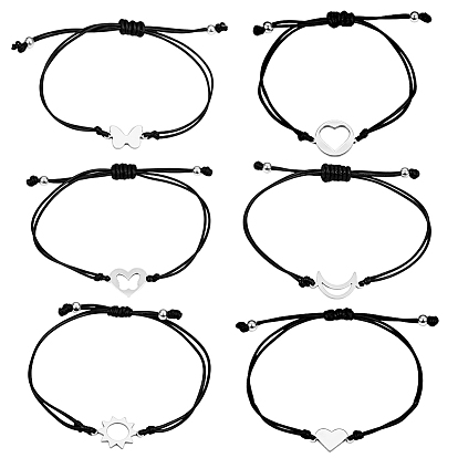 3сумки 3 стили браслетов из нержавеющей стали, Браслеты из вощеного шнура для женщин и мужчин, разнообразные