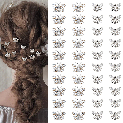 40 шт. 2 стили бабочка сплав страз заколка для волос для женщин и девочек парикмахерские