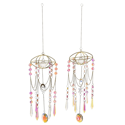 Кварцевые и сплавные подвески-ловец солнца, Подвесное призматическое украшение для окна и сада., золотые