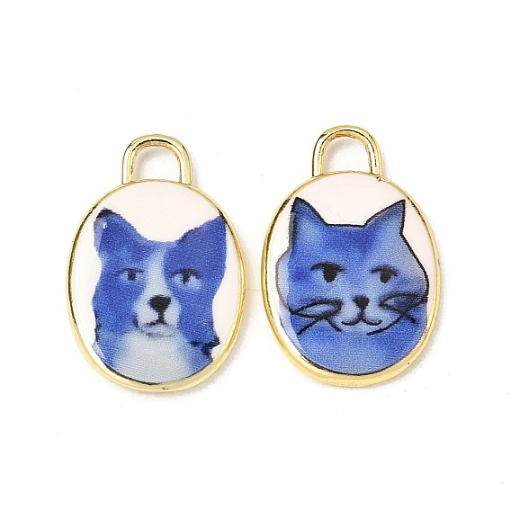 Латунные подвески с принтом, овальные амулеты, долговечный, стойки покрытие, реальный 18 k позолоченный