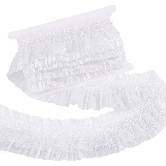 Polyester Ribbon, Lace Trim, with Plastic Pearl, Clothes Accessories