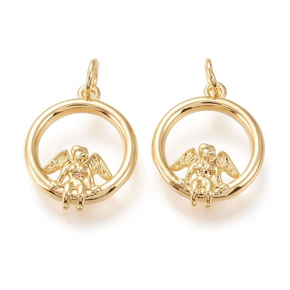 Латунные подвески, с прыжковых колец, долговечный, Кольцо с ангелом