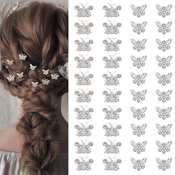 40 шт. 2 стили бабочка сплав страз заколка для волос для женщин и девочек парикмахерские