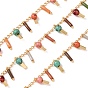 Brass & Glass Seed Beaded Chain, Round & Column, Soldered, with Spool