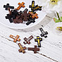Easter Theme SUNNYCLUE Printed Wooden Pendants, Crucifix Cross, Dyed
