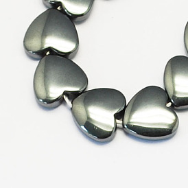 Non-magnetic Synthetic Hematite Beads Strands, Grade A, Heart, Hole: 0.5mm