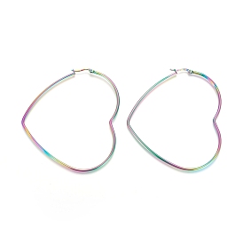 304 Stainless Steel Hoop Earrings, Hypoallergenic Earrings, Heart
