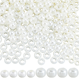 300шт. 2 стили имитации жемчуга акриловые европейские бусины, бусины с большими отверстиями в форме шайбы