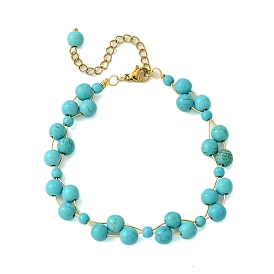 Synthetic Turquoise Round Beaded Bracelets for Women
