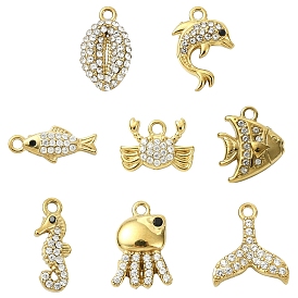 8шт 8 стили 304 подвески из нержавеющей стали, с кубического циркония, ионное покрытие (ip)