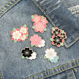 Charming Pink Enamel Sakura Flower Brooch Pin for Backpacks and Clothes