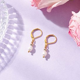 Серьги с натуральным барочным жемчугом и овальной застежкой-русалкой, с фурнитурой латунной для серег