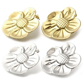 304 Stainless Steel Flower Stud Earrings