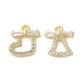 Christmas Theme Brass Micro Pave Cubic Zirconia Charms