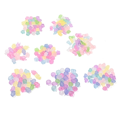 Матовые прозрачные акриловые бусины, разноцветные