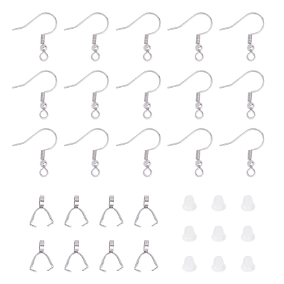 DIY Jewelry Findings Sets, with 201 Stainless Steel Earring Hooks, 304 Stainless Steel Pinch Bails, Plastic Ear Nuts