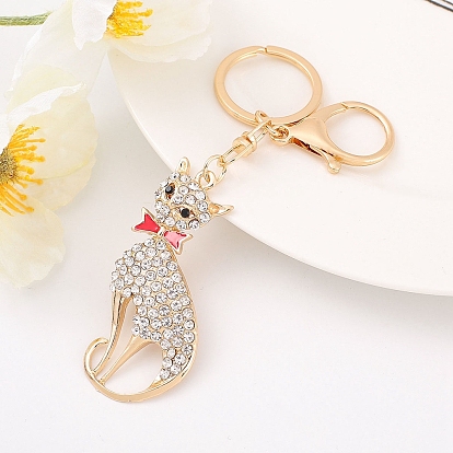 Alloy with Rhinestone Keychain for Women, Cat