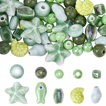 70шт. фарфоровые бусины ручной работы, яркие глазированный фарфор