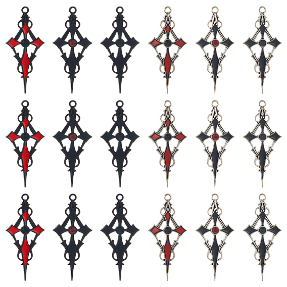 24шт 6 цветная подвеска со стразами в виде креста с эмалью, Талисман из сплава