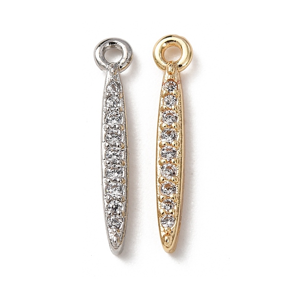 Латунные микропаве прозрачные подвески с фианитом, долговечный, стойки покрытие, палочные амулеты