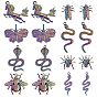 16Pcs 8 Style Plated Alloy Big Pendants, Cadmium Free & Lead Free, Snake Shape