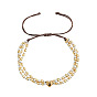 Bracelets ajustables en perles de laiton bicolores, bracelets en cordon de nylon tressé pour femmes, coeur et rond