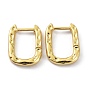 Textured Rectangle Brass Hoop Earrings, Long-Lasting Plated Earrings for Girl Women