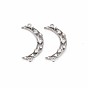 Brass Micro Pave Clear Cubic Zirconia Connector Charms, Nickel Free, Moon