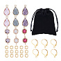 DIY Earring Making, with Brass Lever Back Hoop Earring, Brass Glass Link, Brass Glass Drop Pendant and Brass Open Jump Ring