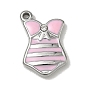 304 Stainless Steel Enamel Pendants, Cloth Charms, with Rhinestone