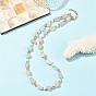 Raw Natural Madagascar Rose Quartz & Dyed Pink Faceted Rondell Malaysia Jade & Pearl Beaded Necklaces for Women, with 304 Stainless Steel End Chains