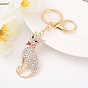 Alloy with Rhinestone Keychain for Women, Cat