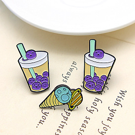 Magical Unicorn Pin Set with Pearl Milk Tea and Ice Cream Cone Charms