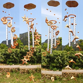 Carillon à vent en bois, avec tube métallique, pour les décorations suspendues extérieures de jardin à la maison