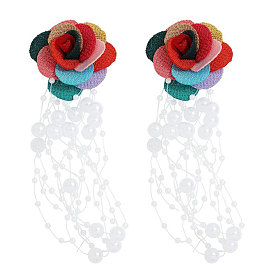 Rose Pearl Ethnic Seaside Earrings with Elegant Charm - 0524