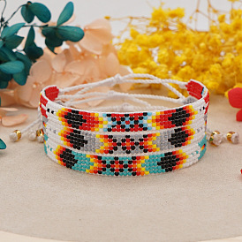 Bracelet de couple en perles mgb rétro géométrique fait à la main avec une touche ethnique sud-américaine