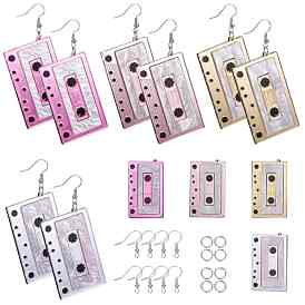 SUNNYCLUE DIY Dangle Earrings Making Kits, with Acrylic Tape Big Pendants, Brass Earring Hooks, Iron Jump Rings and Storage Container